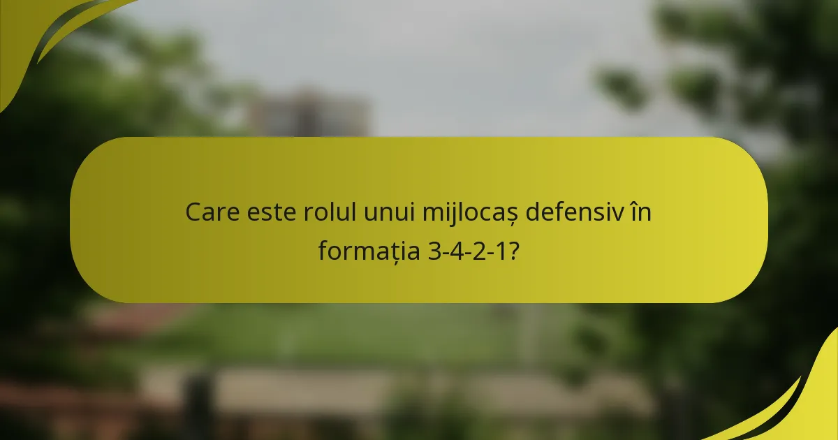 Care este rolul unui mijlocaș defensiv în formația 3-4-2-1?