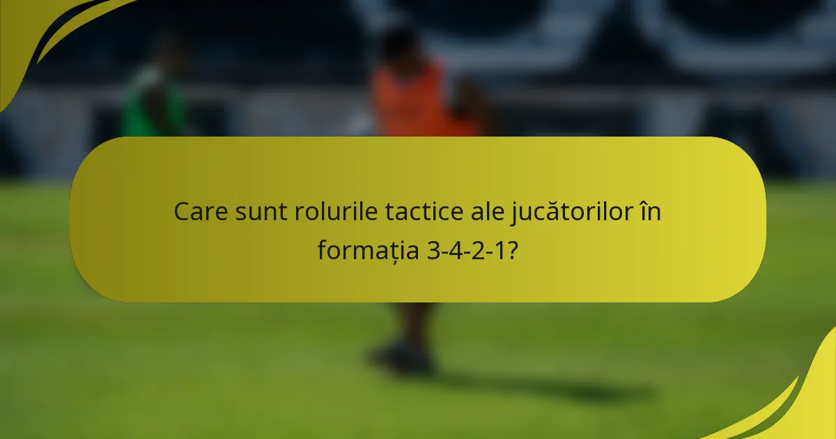 Care sunt rolurile tactice ale jucătorilor în formația 3-4-2-1?