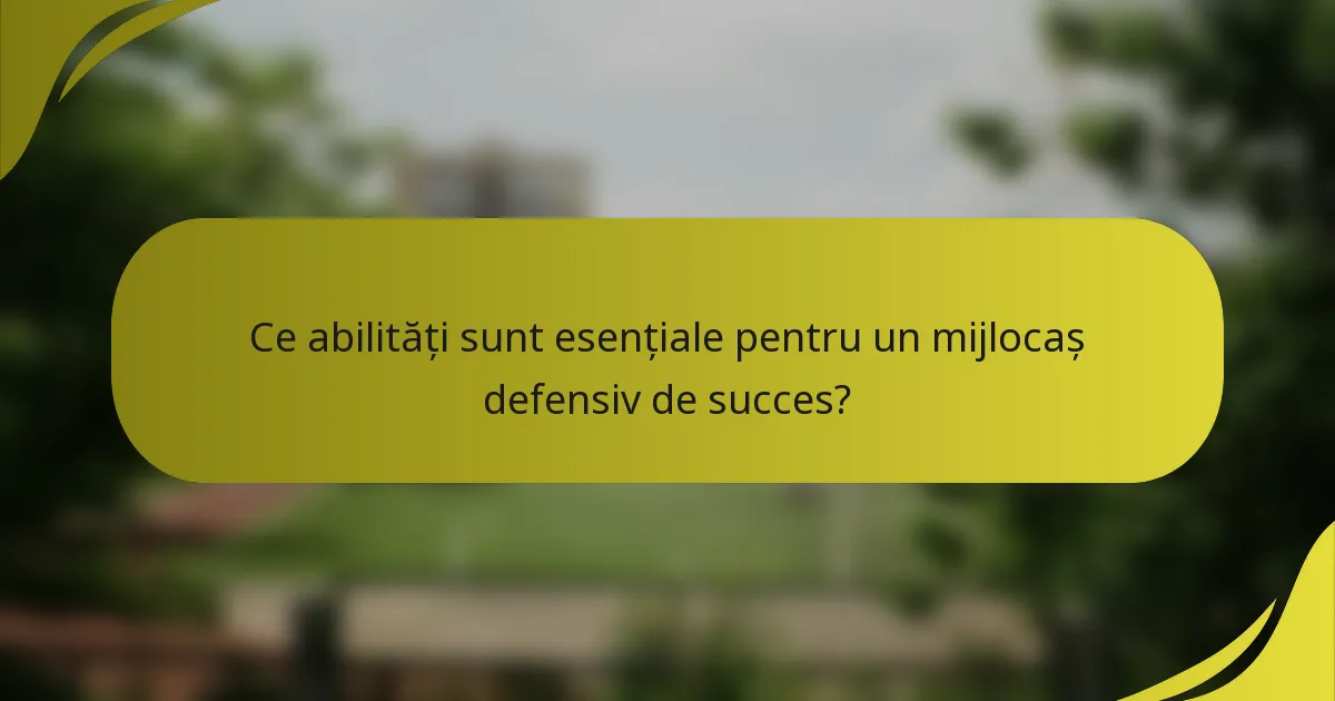 Ce abilități sunt esențiale pentru un mijlocaș defensiv de succes?