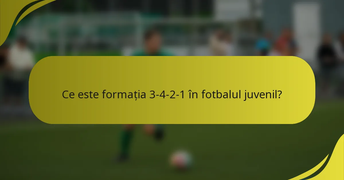 Ce este formația 3-4-2-1 în fotbalul juvenil?