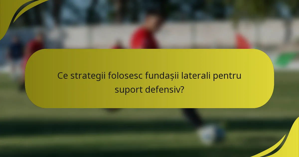 Ce strategii folosesc fundașii laterali pentru suport defensiv?